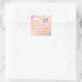 Logo QrCode Online Winkelholografisch Vierkante Sticker (Tas)