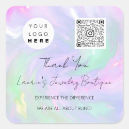 Logo QrCode Online Winkelholografisch Vierkante Sticker