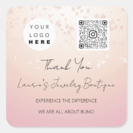 Logo QrCode Online Winkelpoeder Roos Vierkante Sticker