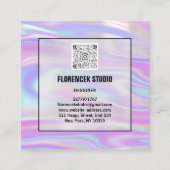 Logo QRCODE Winkelen Professionele Ombre Holograph Vierkante Visitekaartje (Achterkant)