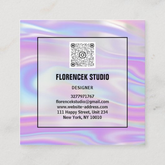 Logo QRCODE Winkelen Professionele Ombre Holograph Vierkante Visitekaartje (Achterkant)