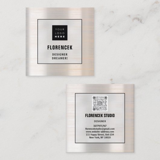 Logo QRCODE Winkelholografen Meup Minimalisme Roos Vierkante Visitekaartje (Voorkant / Achterkant)