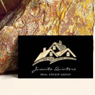 Logo Real Estate Agent Professional QRCode Gold Visitekaartje