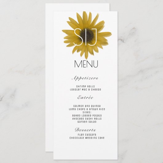 Logo Realistisch menu Zonnebloem voor bruiloft (Voorkant / Achterkant)