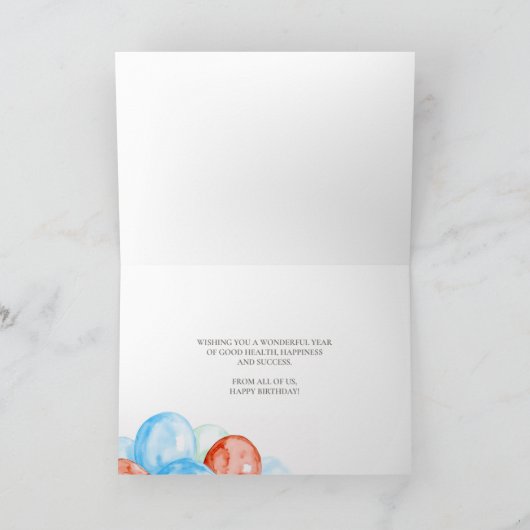 Logo Red Blue Balloons Corporate Happy Birthday Kaart (Binnen)