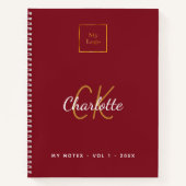 Logo Red Monogram Modern Business Notitieboek (Voorkant)