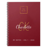 Logo Red Monogram Modern Business Notitieboek (Voorkant)