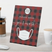 Logo red Plaid draag een maskerteken Reclamebord Met Voetstuk (Insitu)