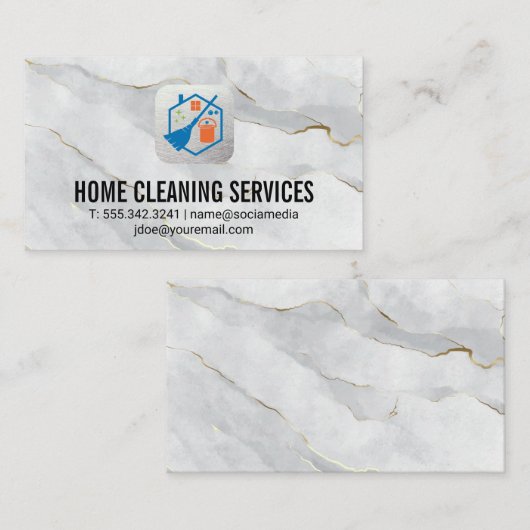 Logo reinigen | Witte goudmarmer Visitekaartje (Voorkant / Achterkant)