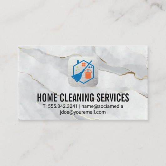 Logo reinigen | Witte goudmarmer Visitekaartje (Voorkant)
