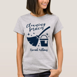 Logo reiniging grijs en zeemacht t-shirt