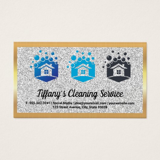 Logo reinigingsinrichting | Goud metaal Visitekaartje (Voorkant)