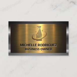 Logo reinigingssproei Gold Silver Metal Visitekaartje