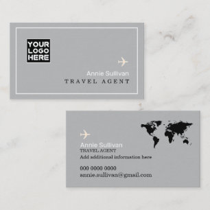 Logo Reisagent Kaart van de wereld Visitekaartje