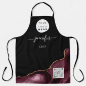 Logo Restaurant bakkerij Catering Cake QR Burgundy Schort (Voorkant)