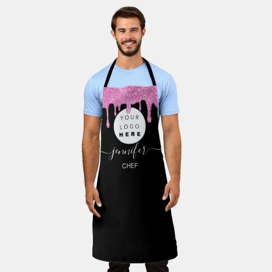 Logo restaurantbakkerij bakkerijen roze druppels schort (Gedragen)