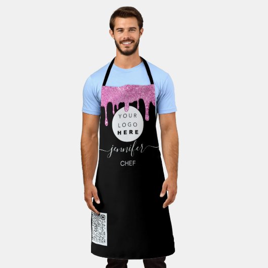 Logo Restaurants Catering Cake PinkDripBlack Schort (Gedragen)