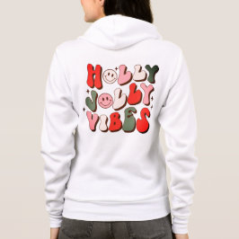 Logo Retro Kerstmis Holly Jolly Vibes Feestdagen Hoodie