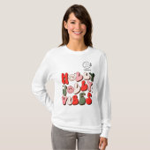 Logo Retro Kerstmis Holly Jolly Vibes Feestdagen T-shirt (Voorkant volledig)