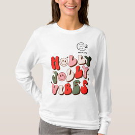Logo Retro Kerstmis Holly Jolly Vibes Feestdagen T-shirt