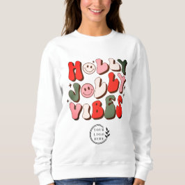Logo Retro Kerstmis Holly Jolly Vibes Feestdagen Trui