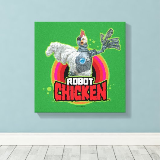 Logo Robot Chicken Character Canvas Afdruk (Insitu (Houten vloer))