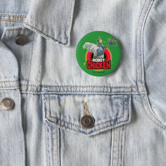 Logo Robot Chicken Character Ronde Button 5,7 Cm (In situ)