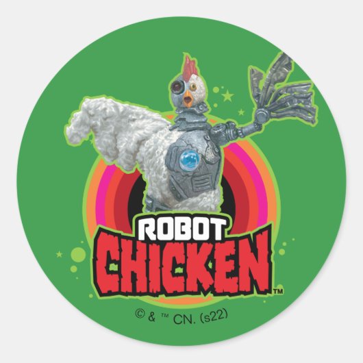 Logo Robot Chicken Character Ronde Sticker (Voorkant)