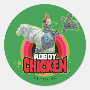 Logo Robot Chicken Character Ronde Sticker