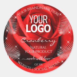 Logo rode rode rozenpalmbladeren Productlabels Ronde Sticker