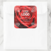 Logo rode rode rozenpalmbladeren Productlabels Vierkante Sticker (Tas)