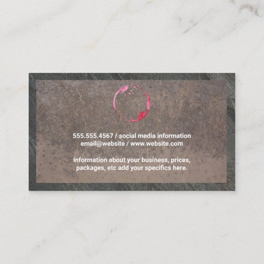 Logo rode wijn | Rustische achtergrond Visitekaartje (Achterkant)