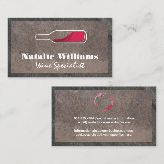 Logo rode wijn | Rustische achtergrond Visitekaartje (Voorkant / Achterkant)