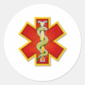 logo Rood - Goud  Ronde Sticker (Voorkant)