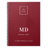 Logo rood wit monogram initiaal bedrijf notitieboek (Voorkant)