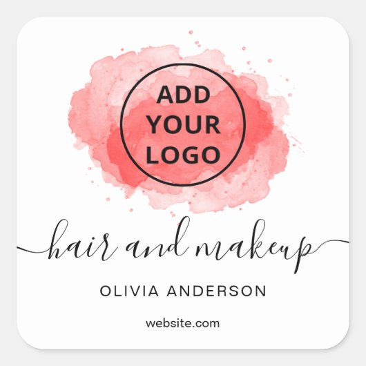 Logo Roodborstelslag typografie haarmake-up Vierkante Sticker (Voorkant)