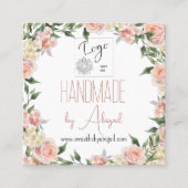 Logo Roos Bloemen Handgemaakte Crafting Visitekaar Vierkante Visitekaartje (Voorkant)