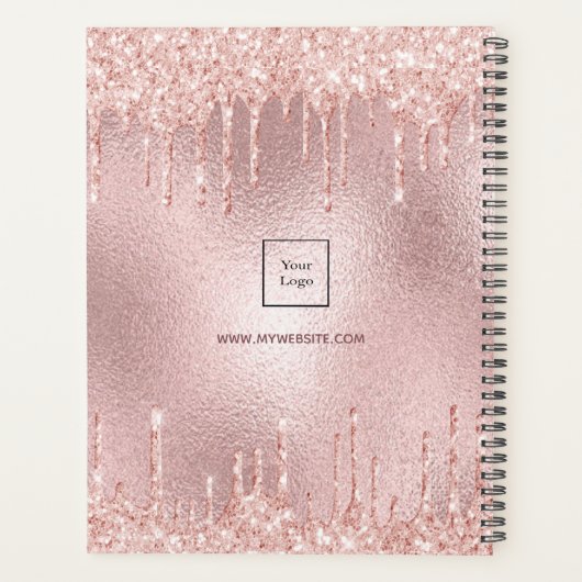 Logo roos Gold Pink Drips Monogram Zakelijk Planner (Achterkant)