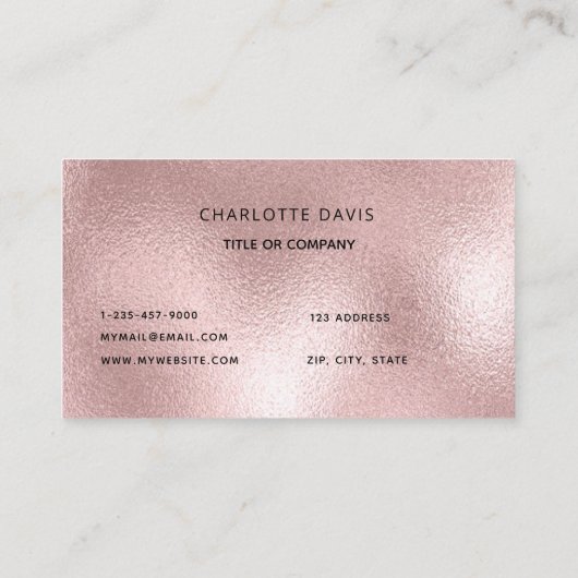 Logo roos gouden monogram minimalistisch visitekaartje (Achterkant)