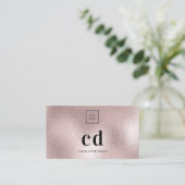 Logo roos gouden monogram minimalistisch visitekaartje (Staand voorkant)