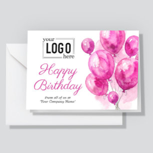 Logo Roze Artistieke Ballonnen Zakelijk Verjaardag Kaart
