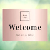 Logo roze goud metalen business welkom raamsticker (Vel 3)