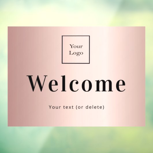 Logo roze goud metalen business welkom raamsticker (Vel 3)