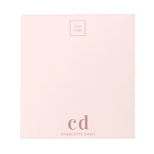 Logo roze goud roze monogram zakelijk bedrijf notitieblok (Voorkant)