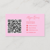 Logo Roze initialen Hair Make-up QR-code Visitekaartje (Achterkant)