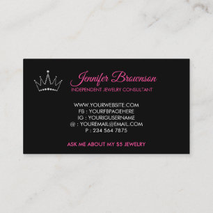 Logo Roze Kroon Sieraden Accessoires Bedankt Visitekaartje