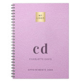 Logo roze leren monogram initialen bedrijf notitieboek (Voorkant)