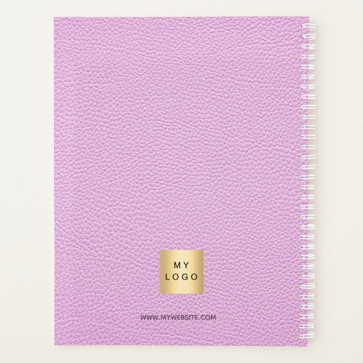 Logo roze leren monogram initialen Business 2025 Planner (Achterkant)