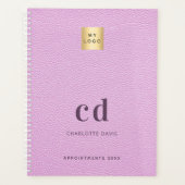Logo roze leren monogram initialen Business 2025 Planner (Voorkant)