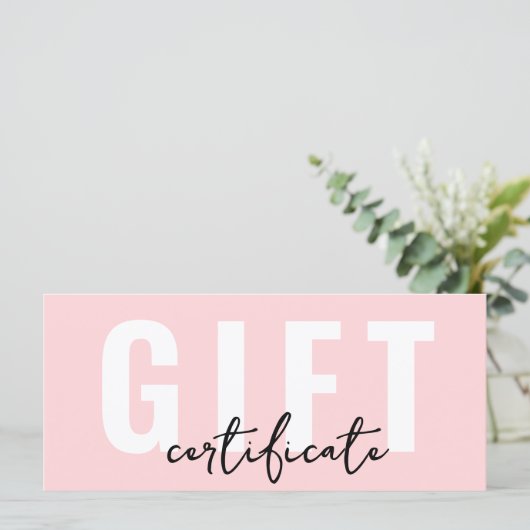 Logo Roze Minimaal Zakelijk Gift Certificaat (Staand voorkant)